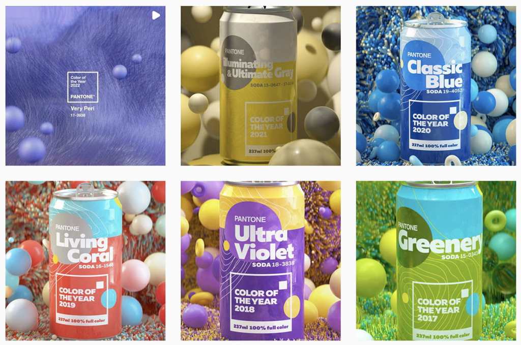 a selection of the previous years colors on soda cans